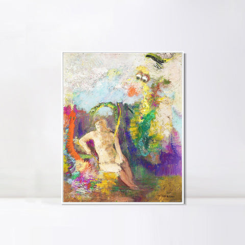 INVIN ART Framed Canvas Landscape with Eve by Odilon Redon Wall Art Living Room Home Office Decorations