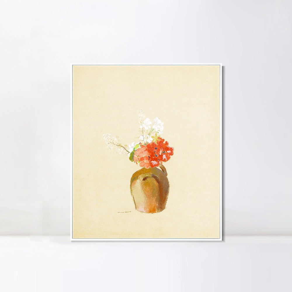 INVIN ART Framed Canvas Flowers in a Pot by Odilon Redon Wall Art Living Room Home Office Decorations