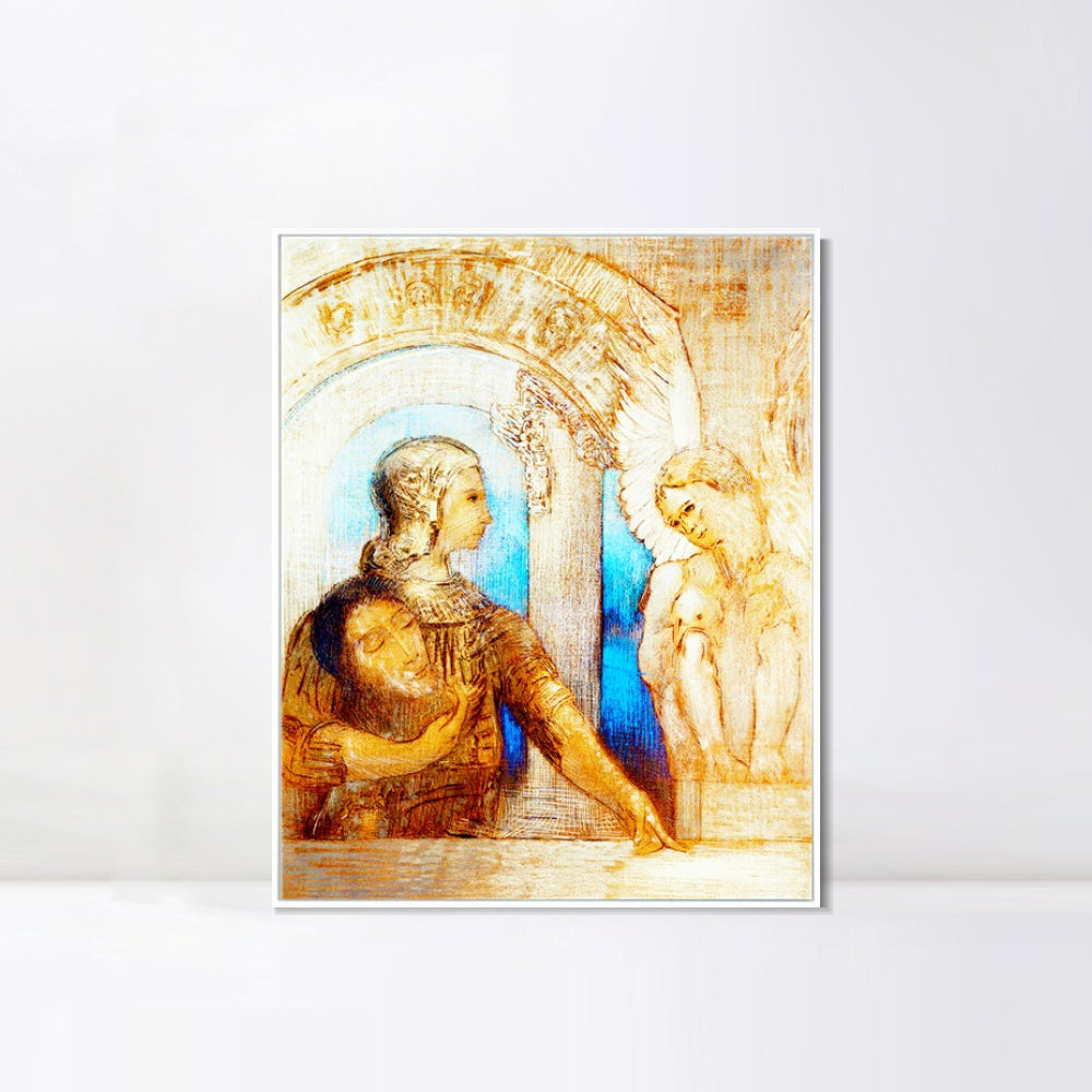INVIN ART Framed Canvas The Mystical Knight by Odilon Redon Wall Art Living Room Home Office Decorations