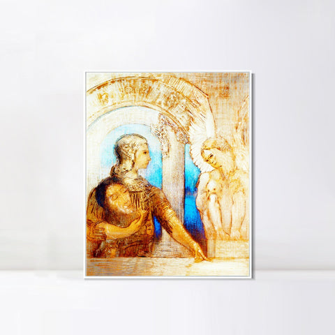 INVIN ART Framed Canvas The Mystical Knight by Odilon Redon Wall Art Living Room Home Office Decorations