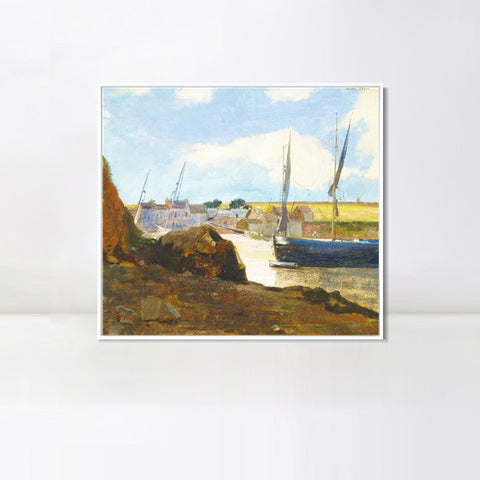 INVIN ART Framed Canvas The Port of Morgat by Odilon Redon Wall Art Living Room Home Office Decorations