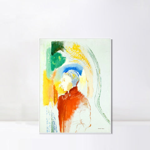 INVIN ART Framed Canvas A Figure by Odilon Redon Wall Art Living Room Home Office Decorations