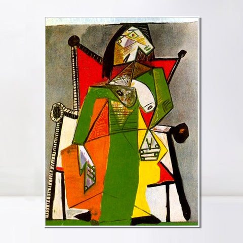 INVIN ART Framed Canvas Giclee Print Art 1941 Femme assise dans un fauteuil 2 by Pablo Picasso Wall Art Living Room Home Office Decorations