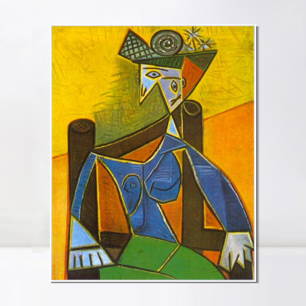 INVIN ART Framed Canvas Giclee Print Art 1941 Femme assise dans un fauteuil 4 by Pablo Picasso Wall Art