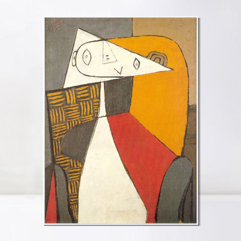 INVIN ART Framed Canvas Giclee Print Art 1930 Femme assise [Figure] by Pablo Picasso Wall Art Living Room Home Office Decorations