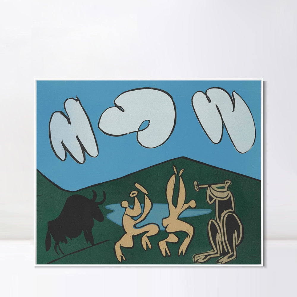 INVIN ART Framed Canvas Giclee Print Art Series#399 by Pablo Picasso Wall Art