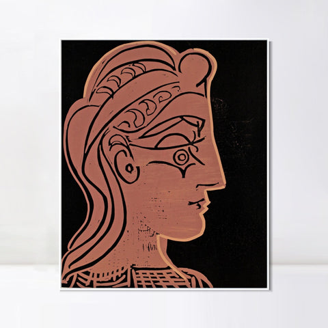 INVIN ART Framed Canvas Giclee Print Art Woman's profile t-shirt by Pablo Picasso Wall Art Living Room Home Office Decorations