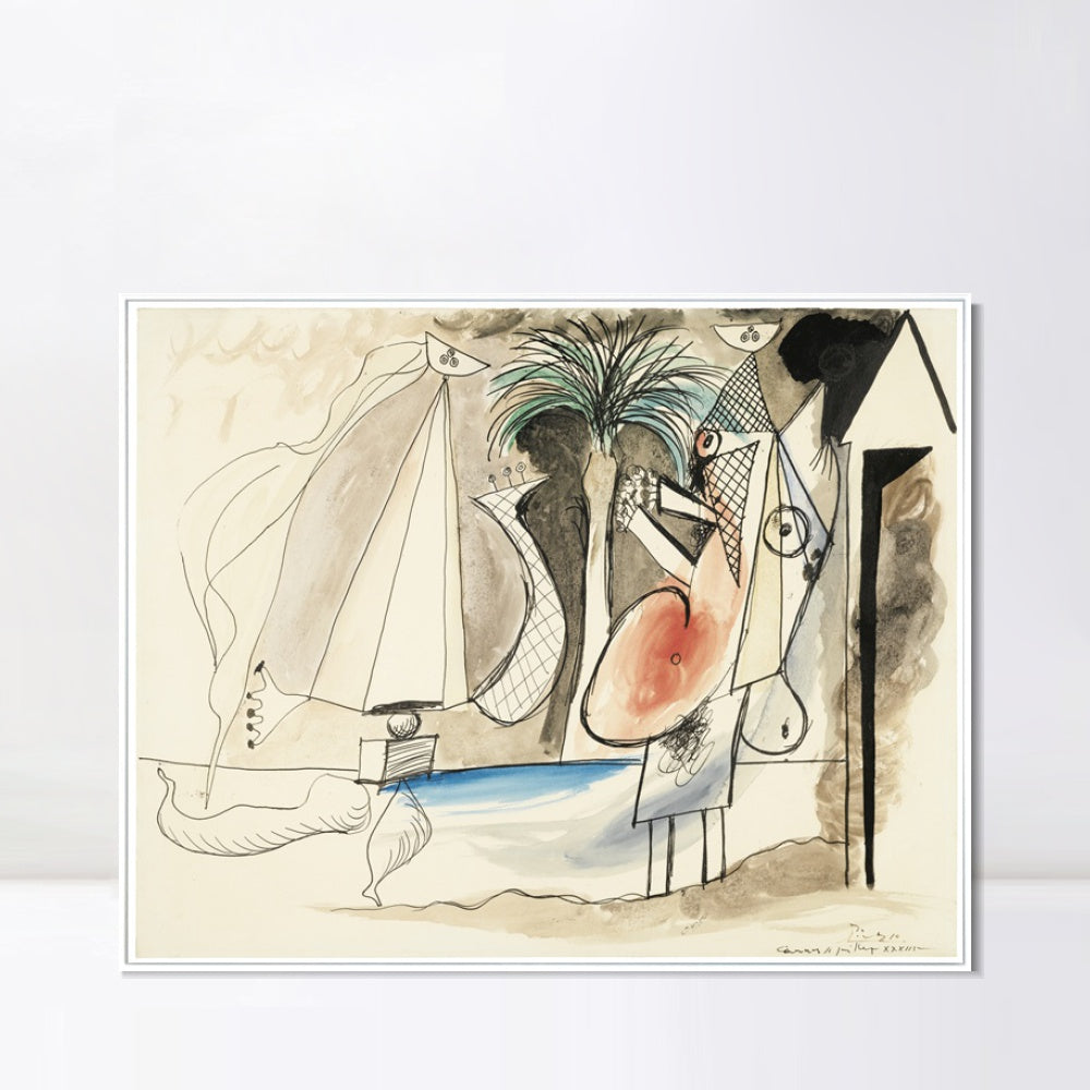 INVIN ART Framed Canvas Giclee Print Art Series#466 by Pablo Picasso Wall Art