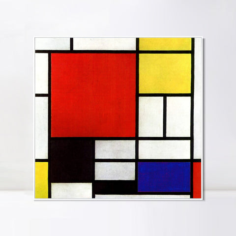 INVIN ART Framed Canvas Abstract Composition in Red, Yellow, Blue and Black, 1921 by Piet Cornelies Mondrian Wall Art Living Room Home Office Decorations