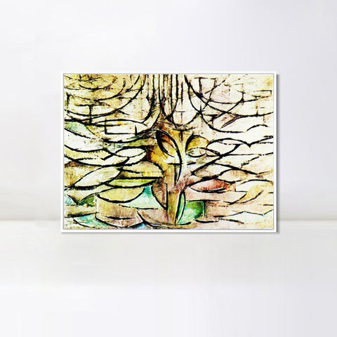 INVIN ART Framed Canvas Apple Tree in Bloom by Piet Cornelies Mondrian Wall Art Living Room Home Office Decorations