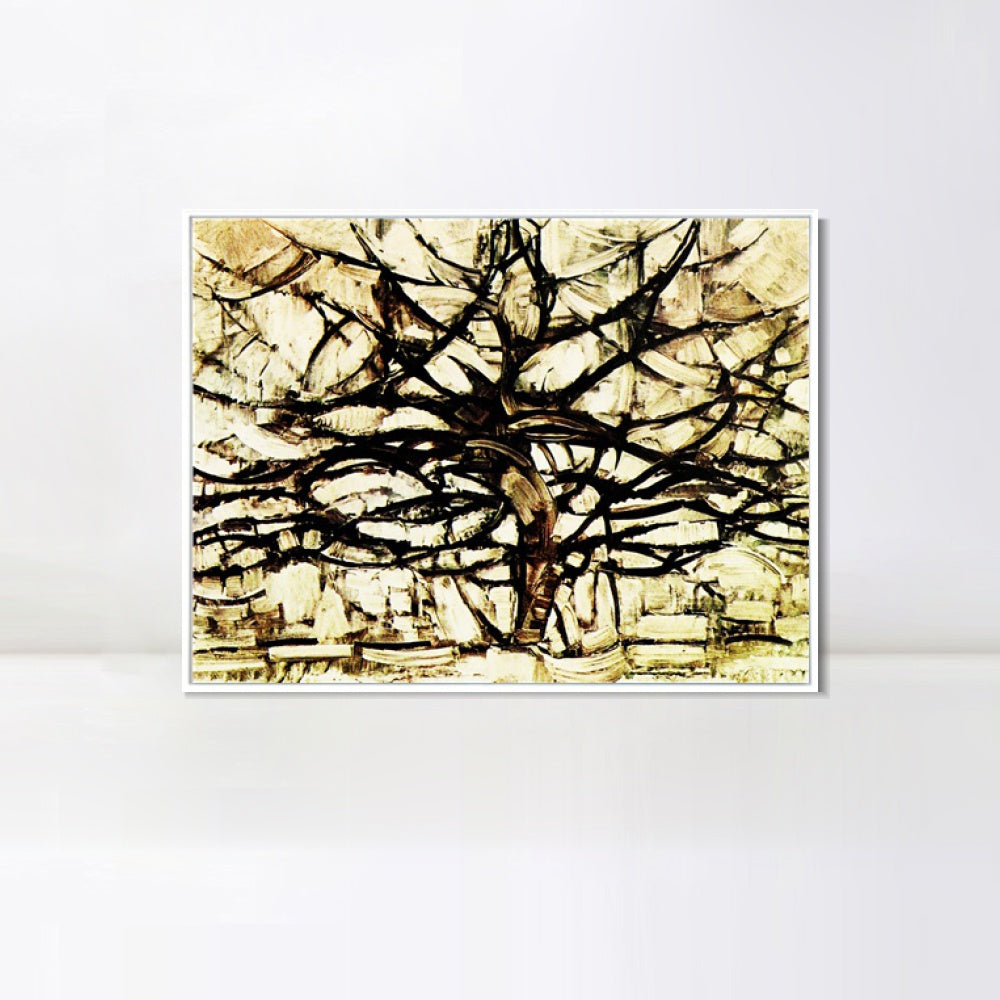 INVIN ART Framed Canvas Silver Tree Gemeentemuseum Den HAAG by Piet Cornelies Mondrian Wall Art Living Room Home Office Decorations