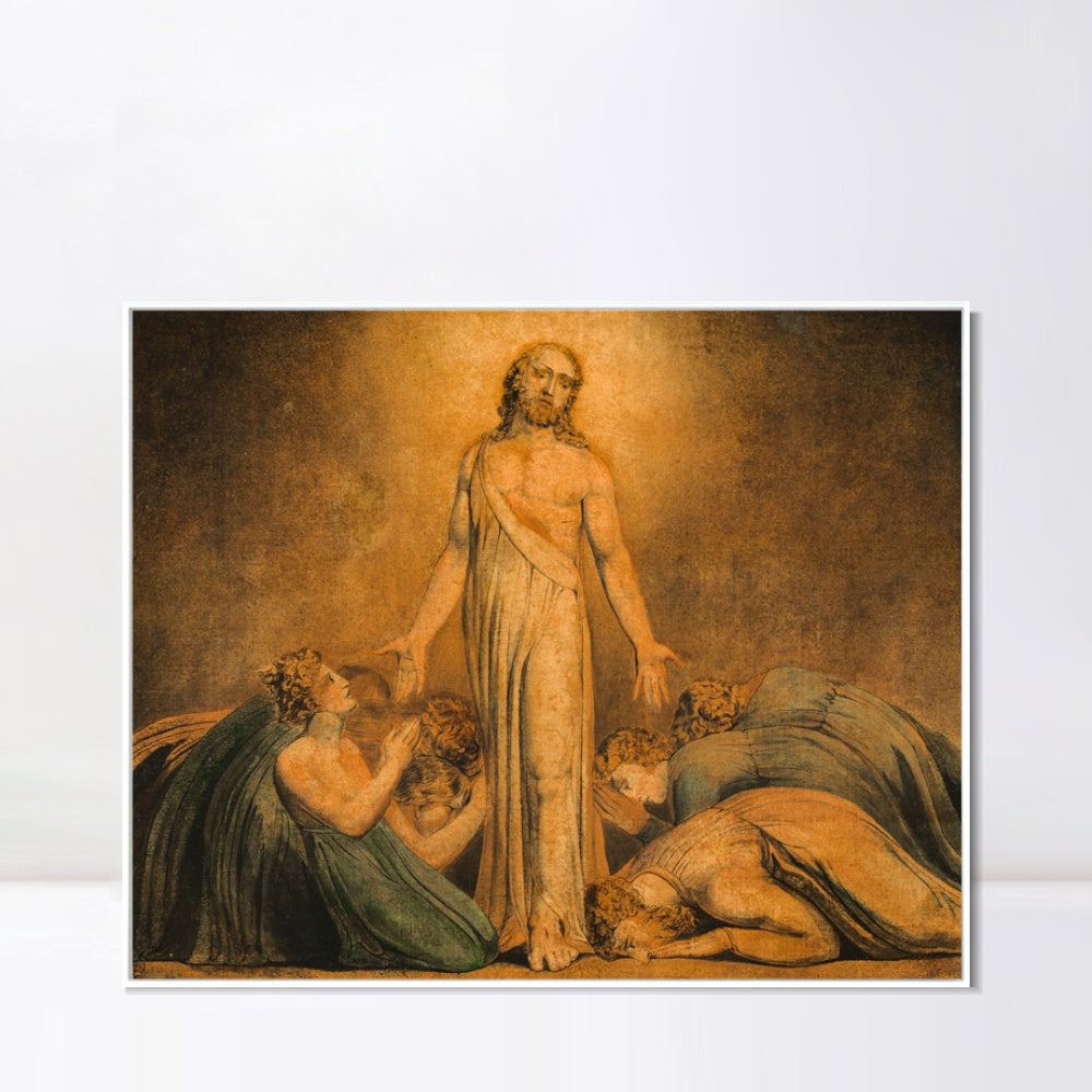 INVIN ART Framed Canvas Giclee Print Art Christ Appearing to The Apostles After The Resurrection by William Blake Wall Art