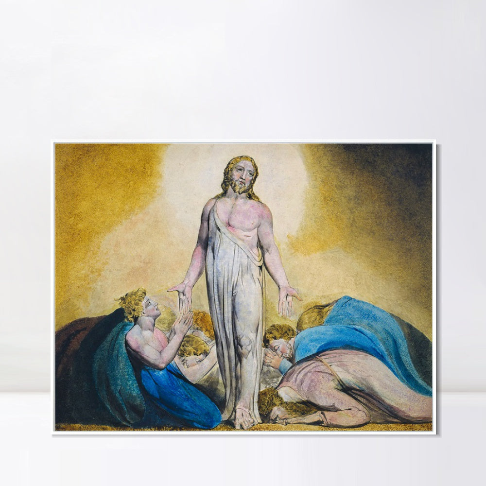 INVIN ART Framed Canvas Giclee Print Art Christ Appearing to The Apostles After The Resurrection#2 by William Blake Wall Art