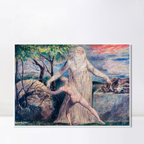INVIN ART Framed Canvas Giclee Print Art Abraham and Isaac by William Blake Wall Art Living Room Home Office Decorations