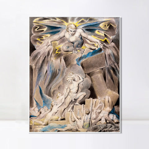 INVIN ART Framed Canvas Giclee Print Art Series#012 by William Blake Wall Art Living Room Home Office Decorations