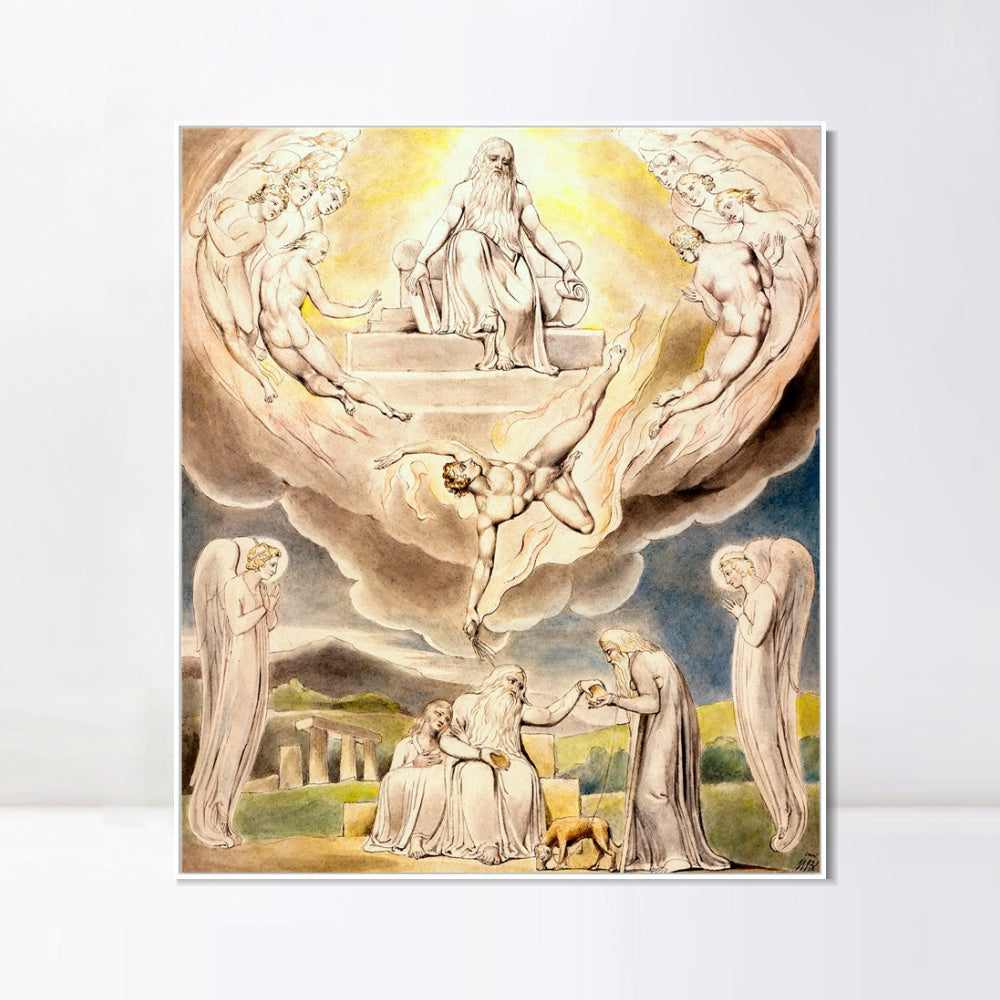 INVIN ART Framed Canvas Giclee Print Art Satan Going Forth from The Presence of The Lord by William Blake Wall Art