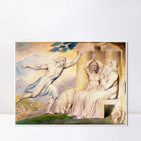 INVIN ART Framed Canvas Giclee Print Art The Messengers Tell Job of His Misfortunes by William Blake Wall Art Living Room Home Office Decorations