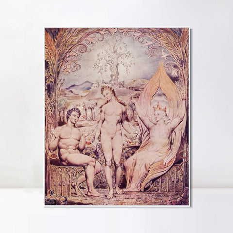 INVIN ART Framed Canvas Giclee Print Art Series#017 by William Blake Wall Art Living Room Home Office Decorations