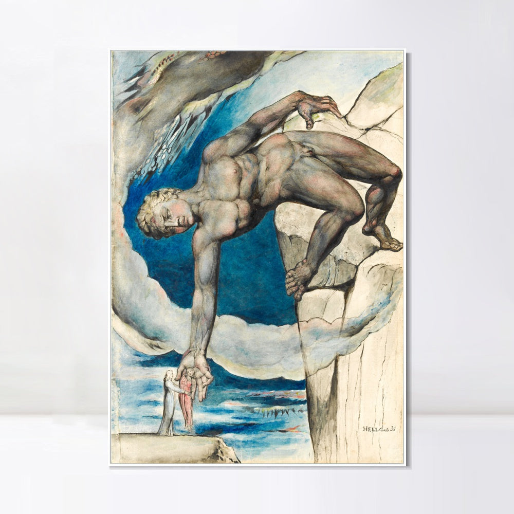 INVIN ART Framed Canvas Giclee Print Art Last Circle of Hell by William Blake Wall Art