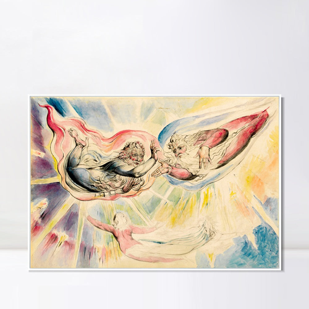 INVIN ART Framed Canvas Giclee Print Art St Peter and St James with Dante and Beatrice by William Blake Wall Art