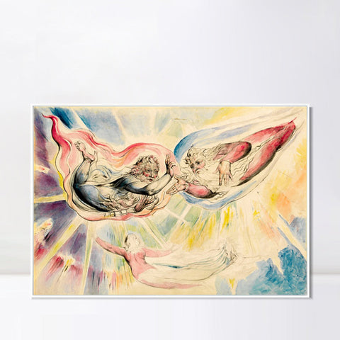 INVIN ART Framed Canvas Giclee Print Art St Peter and St James with Dante and Beatrice by William Blake Wall Art Living Room Home Office Decorations