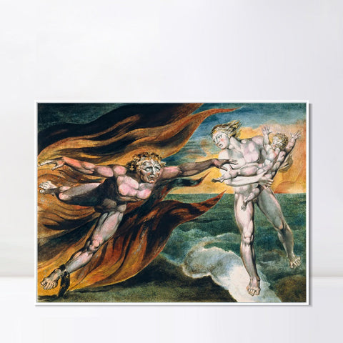 INVIN ART Framed Canvas Giclee Print Art Series#026 by William Blake Wall Art Living Room Home Office Decorations