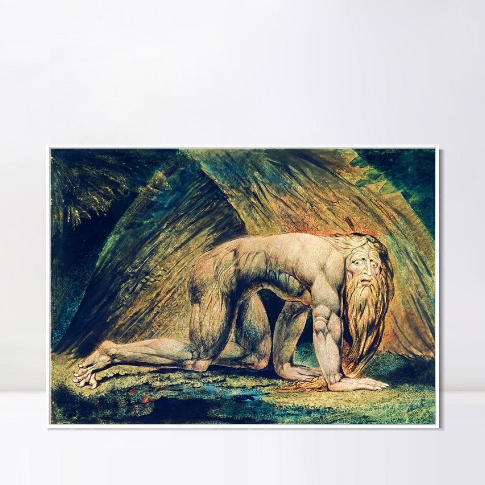 INVIN ART Framed Canvas Giclee Print Art NEBUCHADNEZZAR by William Blake Wall Art