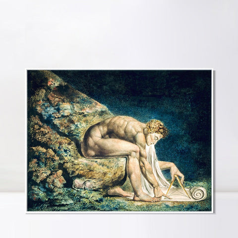 INVIN ART Framed Canvas Giclee Print Art Isaac Newton by William Blake Wall Art Living Room Home Office Decorations