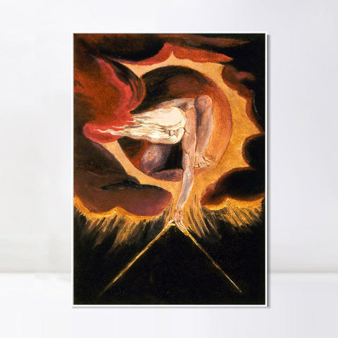 INVIN ART Framed Canvas Giclee Print Art the omnipotent#2 by William Blake Wall Art Living Room Home Office Decorations