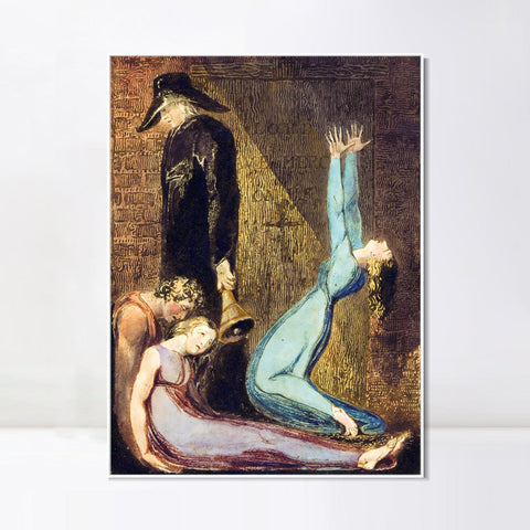 INVIN ART Framed Canvas Giclee Print Art Series#048 by William Blake Wall Art Living Room Home Office Decorations