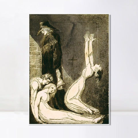 INVIN ART Framed Canvas Giclee Print Art Series#049 by William Blake Wall Art Living Room Home Office Decorations