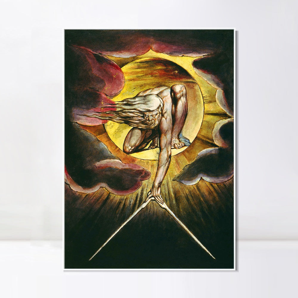 INVIN ART Framed Canvas Giclee Print Art the omnipotent by William Blake Wall Art
