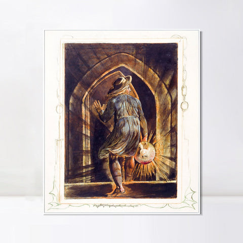 INVIN ART Framed Canvas Giclee Print Art Los Entering the Grave by William Blake Wall Art Living Room Home Office Decorations