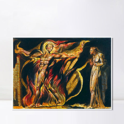 INVIN ART Framed Canvas Giclee Print Art Series#054 by William Blake Wall Art Living Room Home Office Decorations
