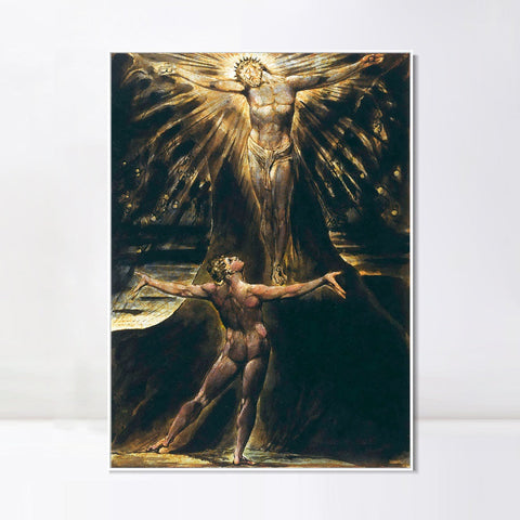 INVIN ART Framed Canvas Giclee Print Art Series#056 by William Blake Wall Art Living Room Home Office Decorations