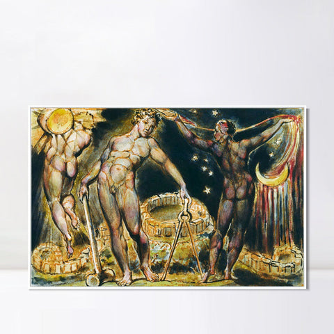 INVIN ART Framed Canvas Giclee Print Art Series#057 by William Blake Wall Art Living Room Home Office Decorations