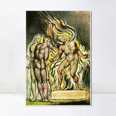 INVIN ART Framed Canvas Giclee Print Art Series#059 by William Blake Wall Art Living Room Home Office Decorations
