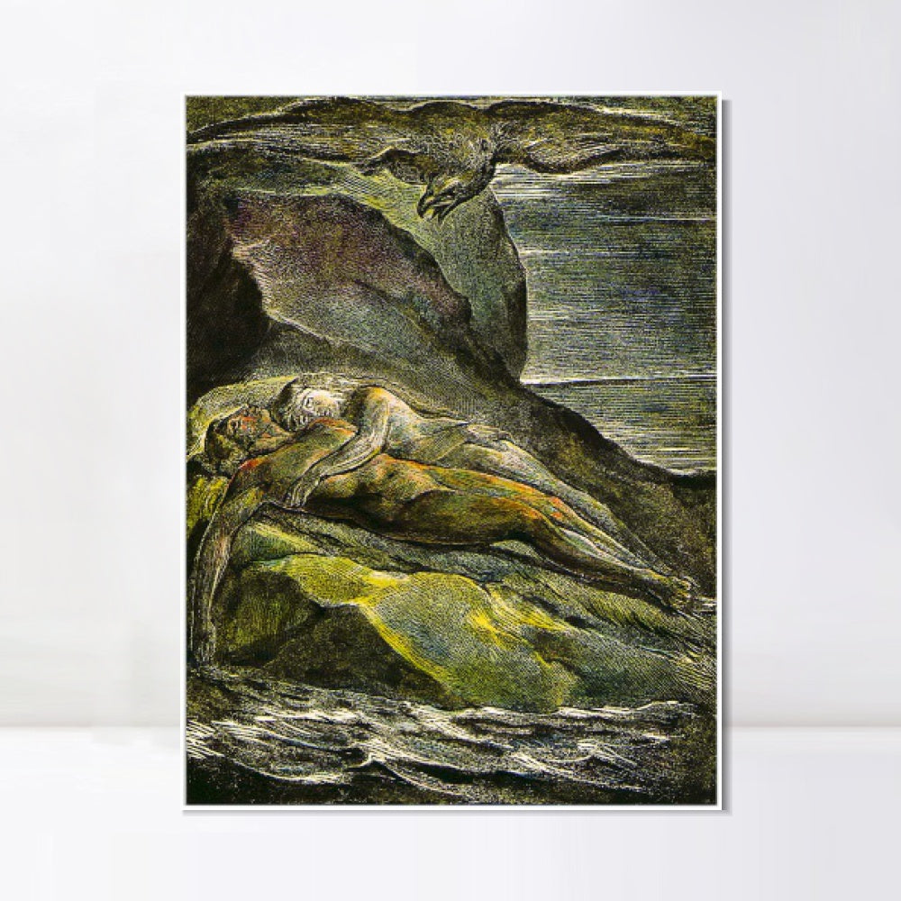INVIN ART Framed Canvas Giclee Print Art Series#063 by William Blake Wall Art