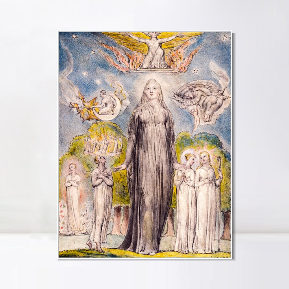 INVIN ART Framed Canvas Giclee Print Art Melancholy by William Blake Wall Art