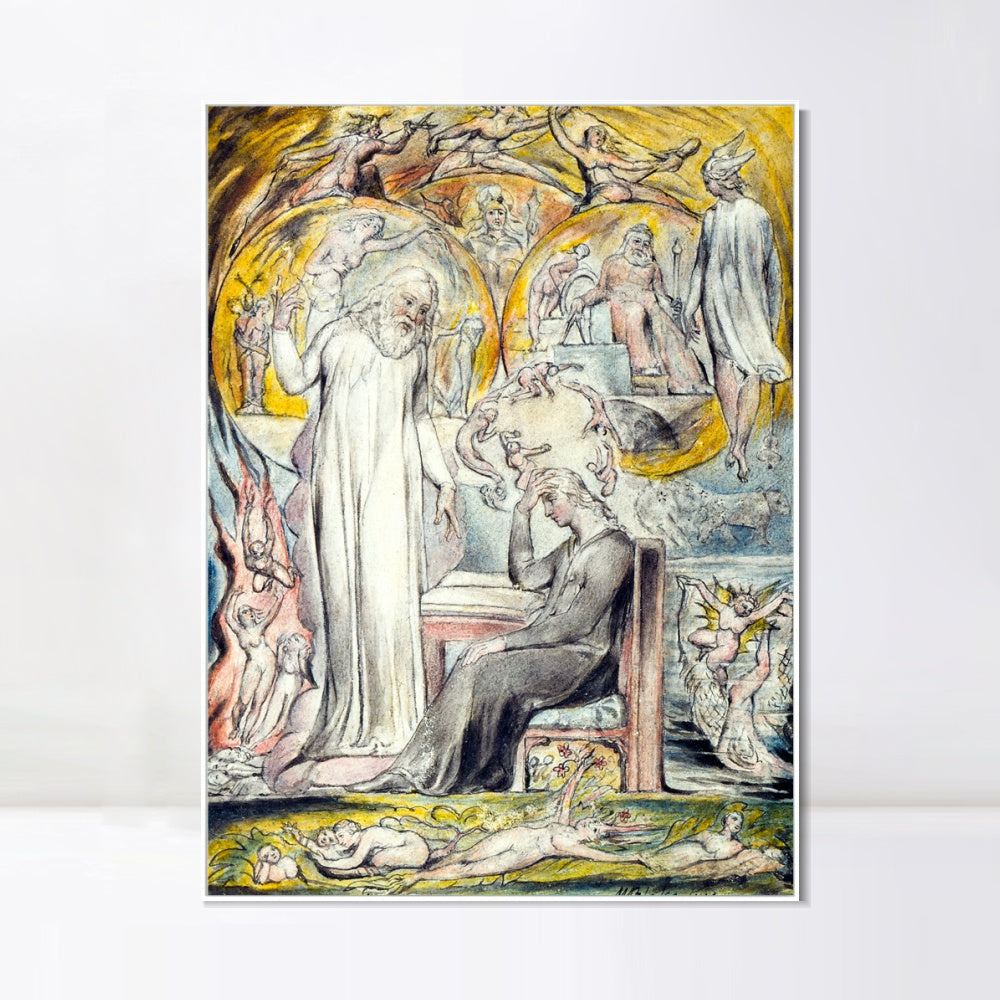 INVIN ART Framed Canvas Giclee Print Art The Spirit of Plato by William Blake Wall Art