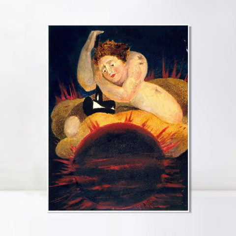 INVIN ART Framed Canvas Giclee Print Art Series#080 by William Blake Wall Art Living Room Home Office Decorations