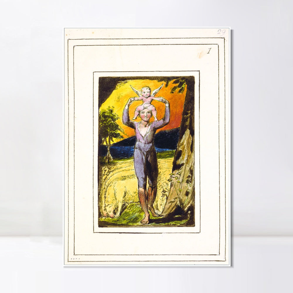 INVIN ART Framed Canvas Giclee Print Art Songs of Innocence and of Experience#4 by William Blake Wall Art