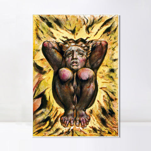 INVIN ART Framed Canvas Giclee Print Art Series#114 by William Blake Wall Art Living Room Home Office Decorations