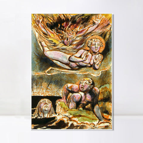 INVIN ART Framed Canvas Giclee Print Art Series#118 by William Blake Wall Art Living Room Home Office Decorations