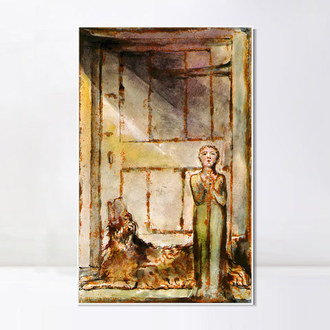 INVIN ART Framed Canvas Giclee Print Art Series#119 by William Blake Wall Art Living Room Home Office Decorations