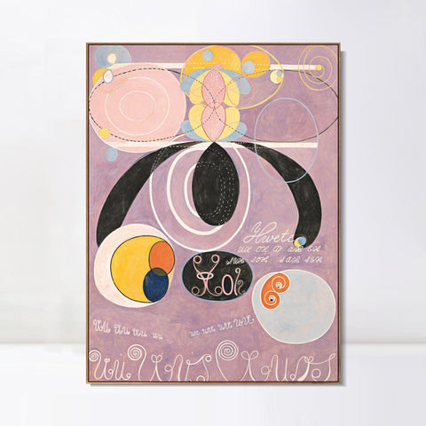 INVIN ART Framed Canvas Giclee Print Adulthood No 6 by Hilma Af Klint Wall Art Living Room Home Office Decorations