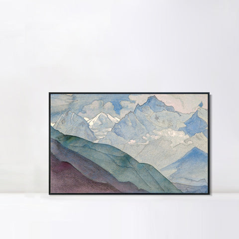 INVIN ART Framed Canvas Giclee Print Bell Mountain-1932 by Nicholas Roerich Wall Art Living Room Home Office Decorations