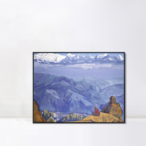 INVIN ART Framed Canvas Giclee Print Book of Wisdom-1924 by Nicholas Roerich Wall Art Living Room Home Office Decorations