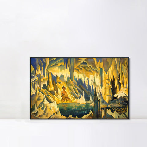 INVIN ART Framed Canvas Giclee Print Buddha the Winner-1925 by Nicholas Roerich Wall Art Living Room Home Office Decorations