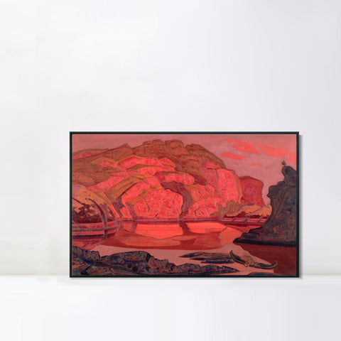 INVIN ART Framed Canvas Giclee Print Buried Treasures 1917 by Nicholas Roerich Wall Art Living Room Home Office Decorations